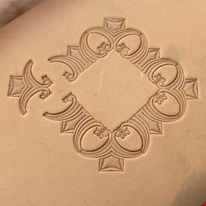 Art Deco Geometric leather stamp LT053 — pattern imprint on veg-tan leather