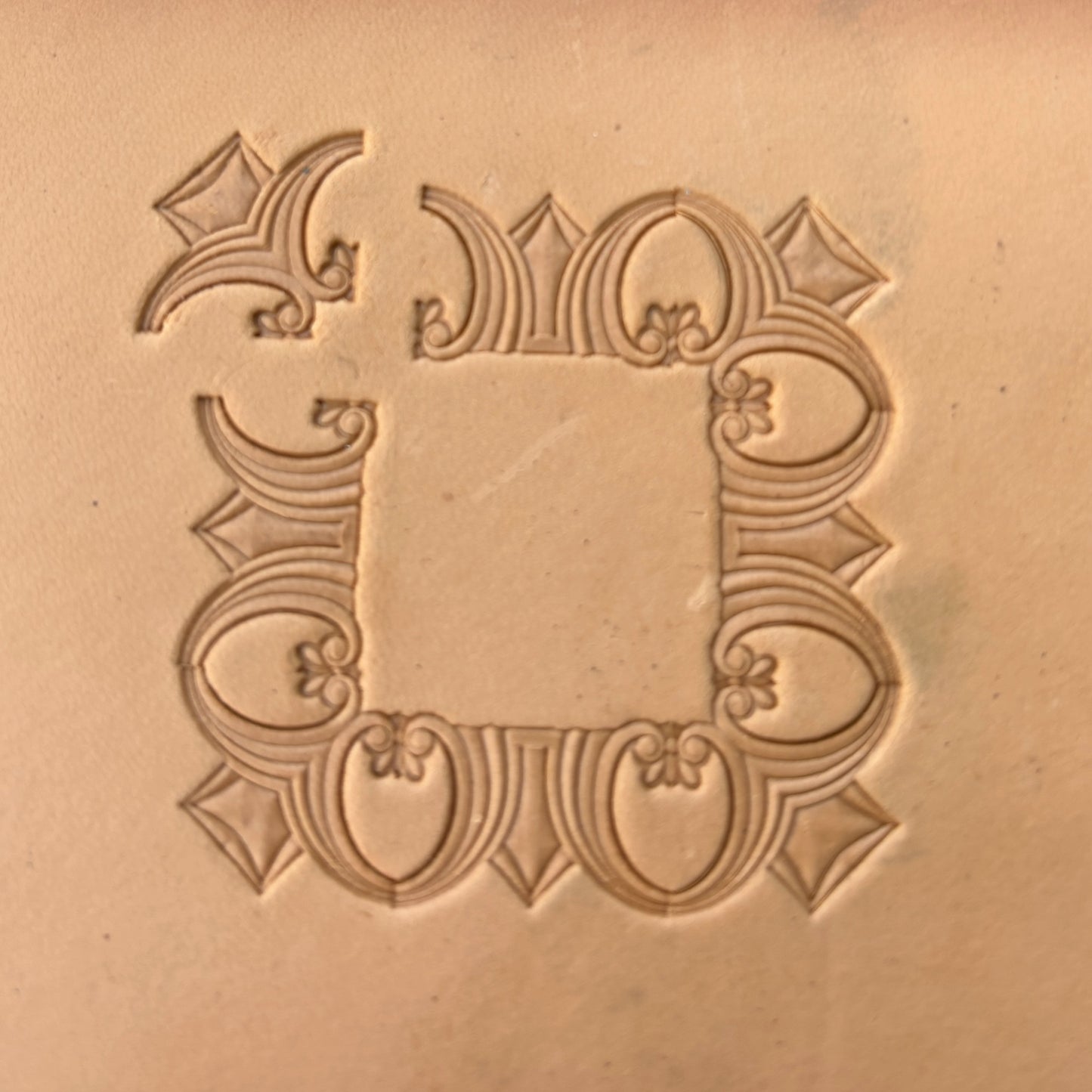 Art Deco Geometric leather stamp LT053 — pattern imprint on veg-tan leather