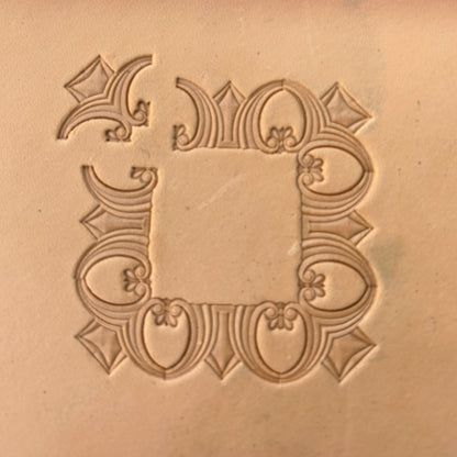 Art Deco Geometric leather stamp LT053 — pattern imprint on veg-tan leather