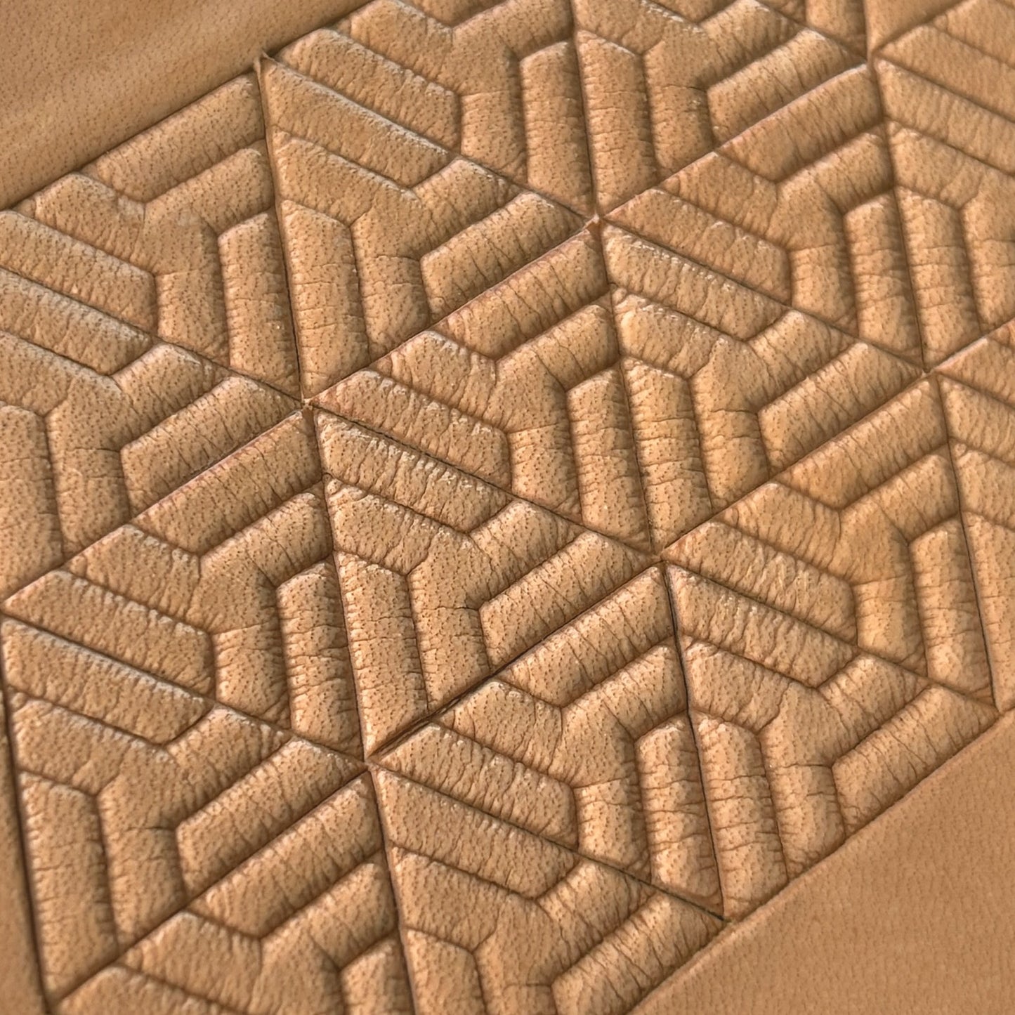 Leaves Geometric leather stamp LT055 — pattern imprint on veg-tan leather