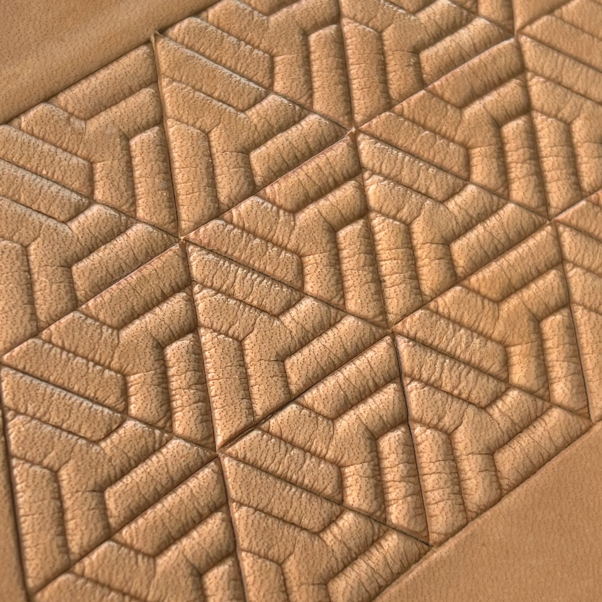 Leaves Geometric leather stamp LT055 — pattern imprint on veg-tan leather