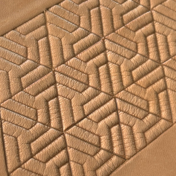 Leaves Geometric leather stamp LT055 — pattern imprint on veg-tan leather