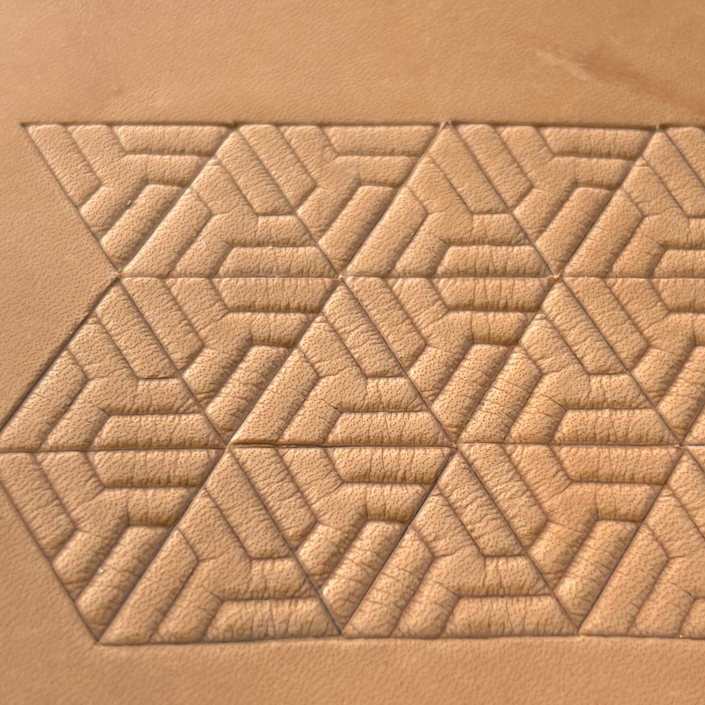 Leaves Geometric leather stamp LT055 — pattern imprint on veg-tan leather
