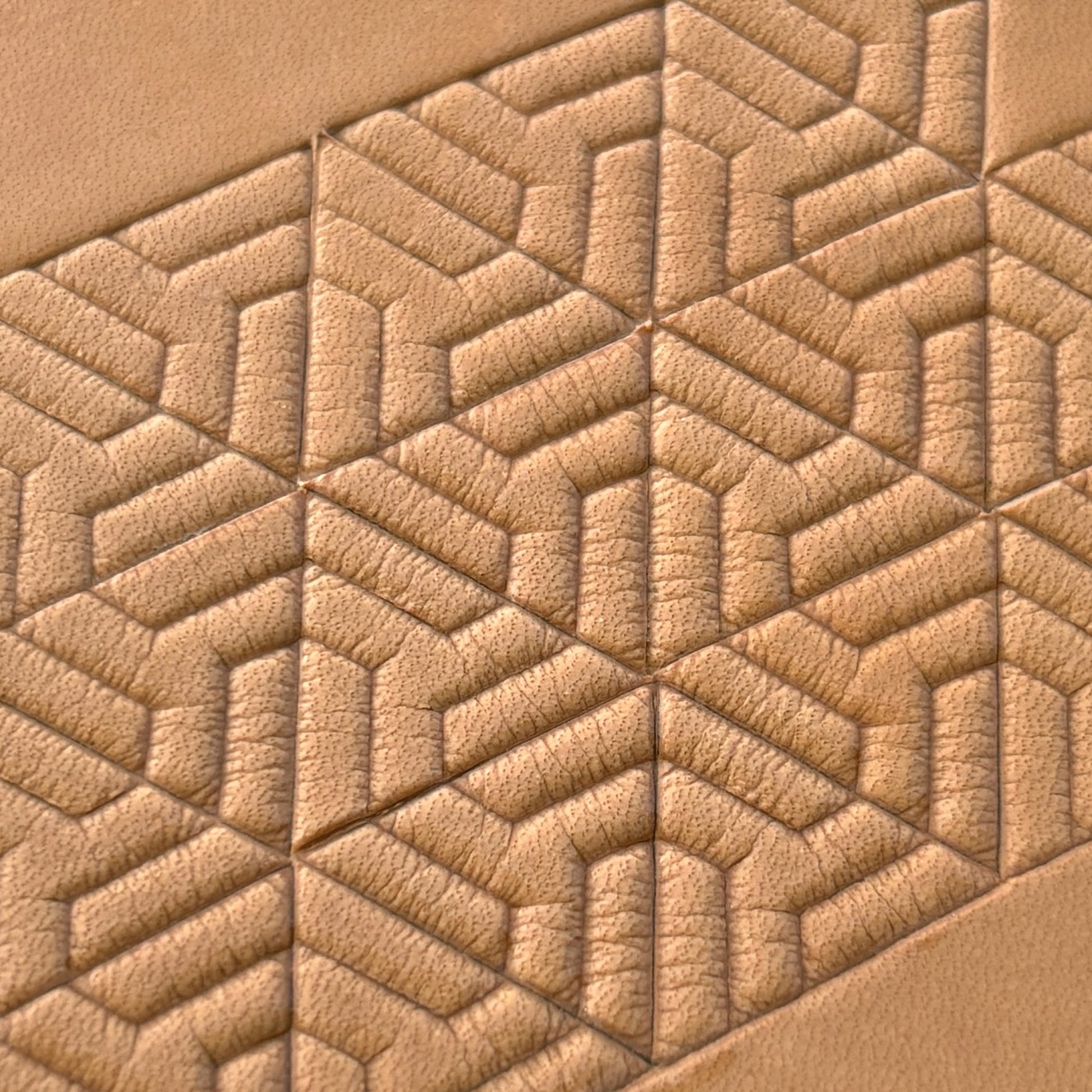 Leaves Geometric leather stamp LT055 — pattern imprint on veg-tan leather