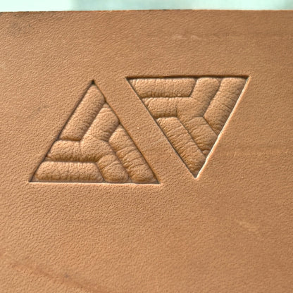 Leaves Geometric leather stamp LT055 — single impression on veg-tan leather