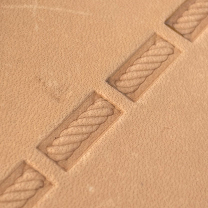 Rope Rectangles Geometric leather stamp LT058 — pattern imprint on veg-tan leather