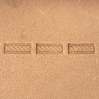 Rope Rectangles Geometric leather stamp LT058 — single impression on veg-tan leather