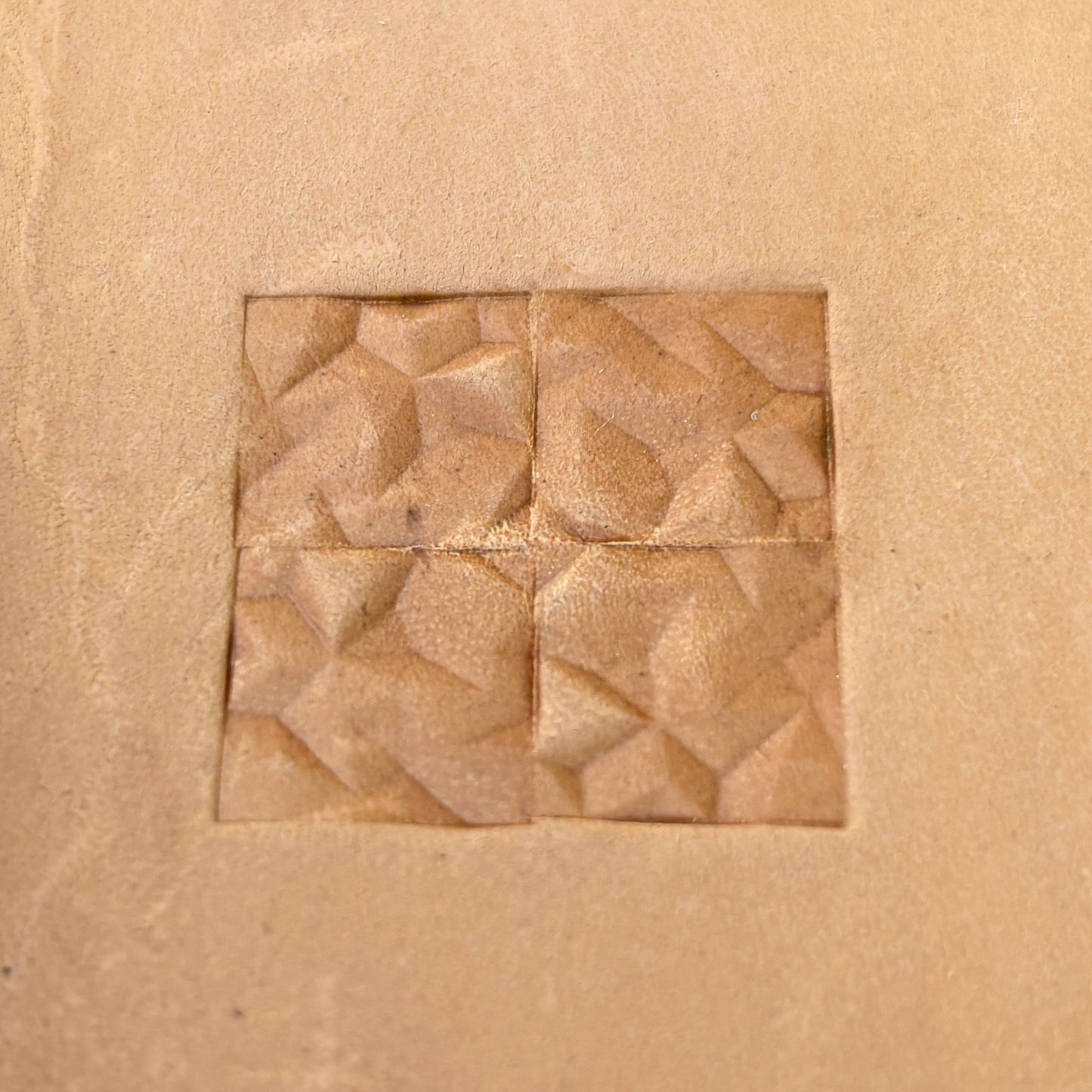 Faceted Squares Geometric leather stamp LT059 — pattern imprint on veg-tan leather