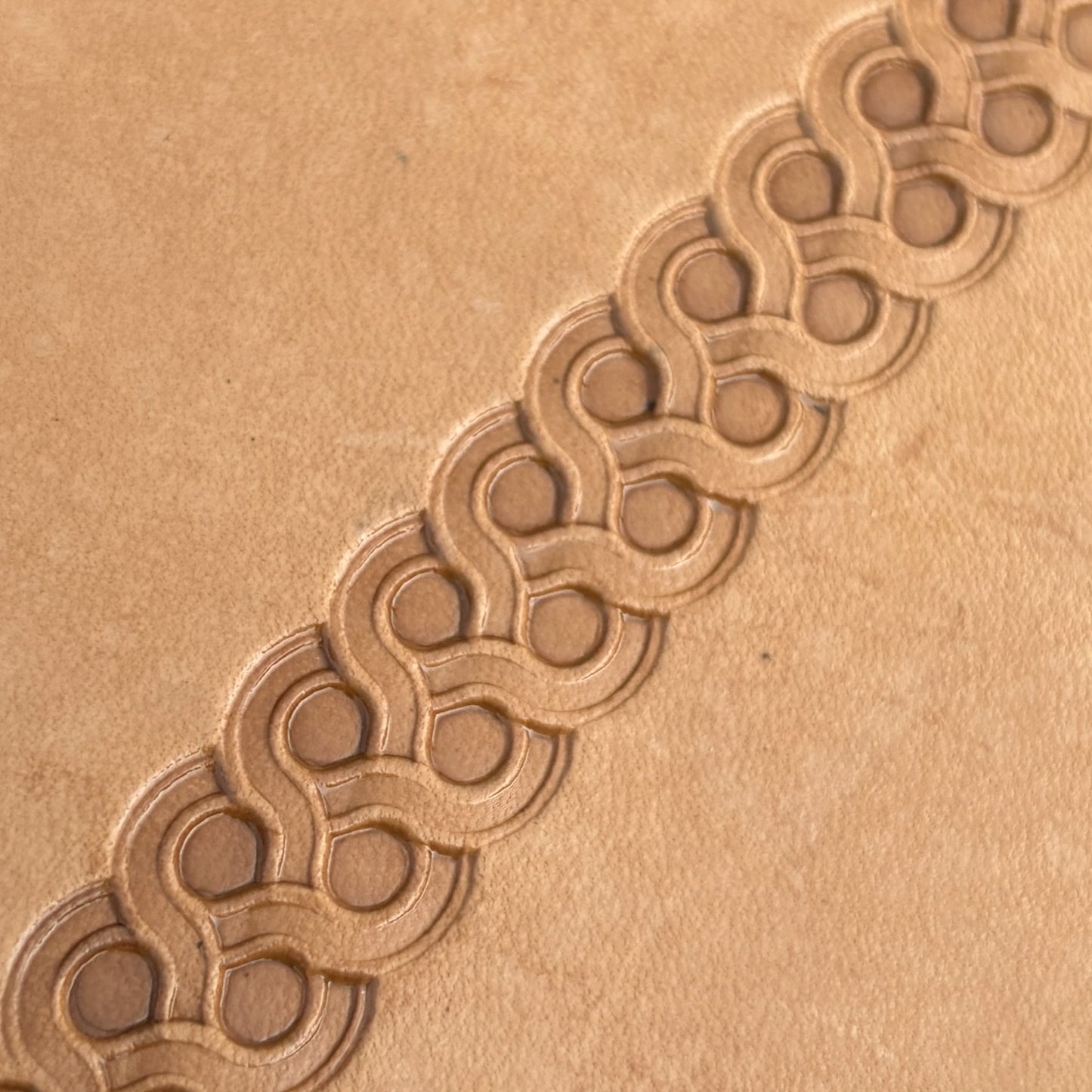 Celtic Knot Geometric leather stamp LT060 — pattern imprint on veg-tan leather