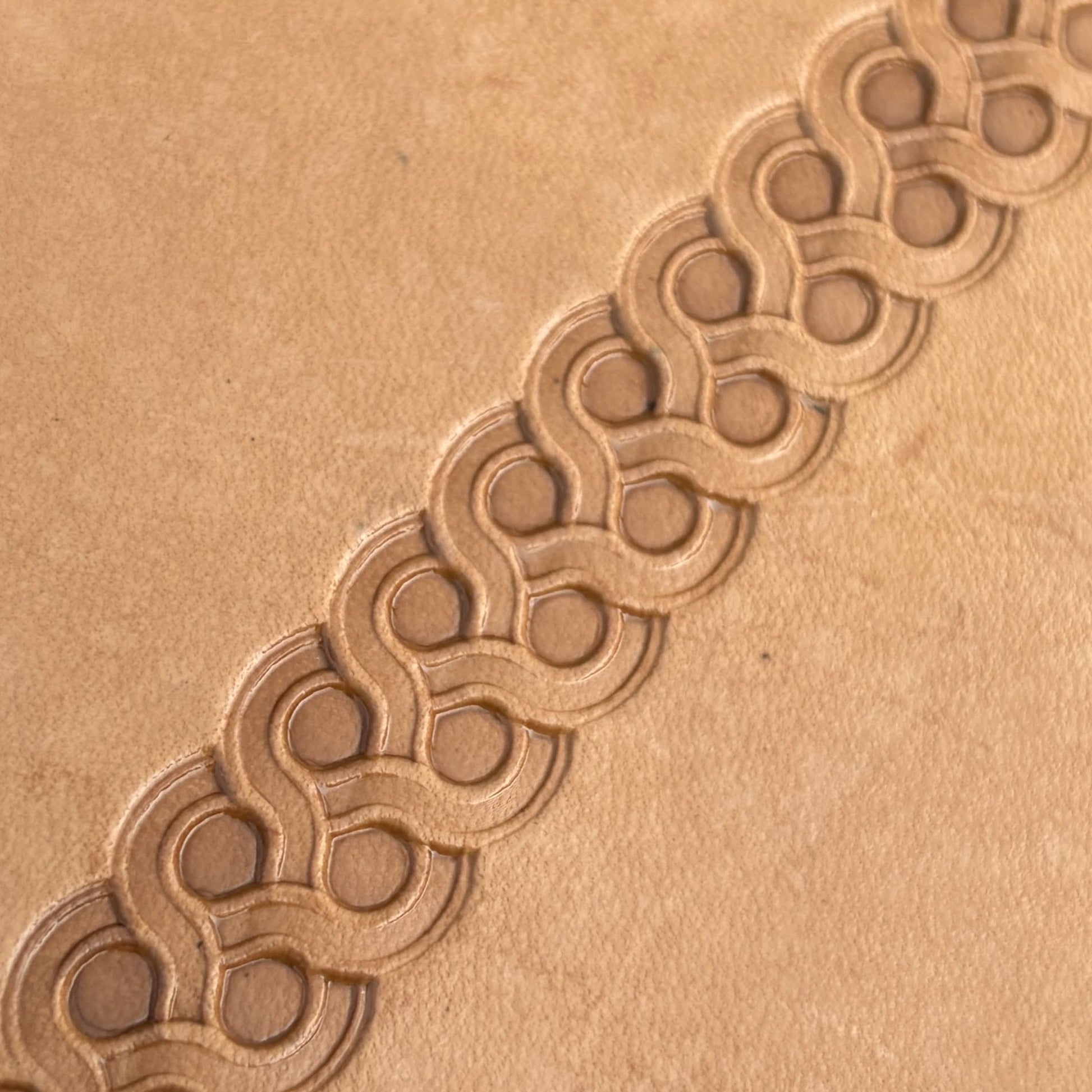 Celtic Knot Geometric leather stamp LT060 — pattern imprint on veg-tan leather