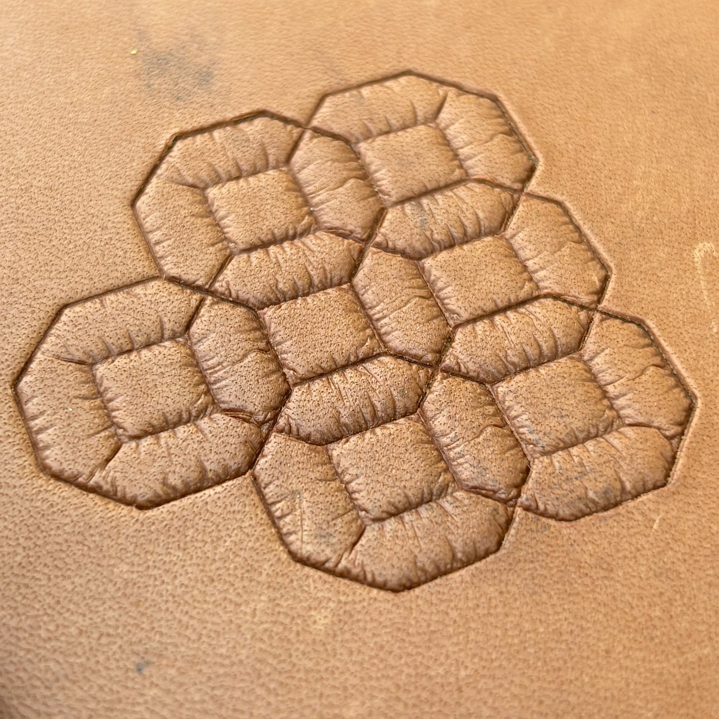 Octagon Cluster Geometric leather stamp LT061 — pattern imprint on veg-tan leather