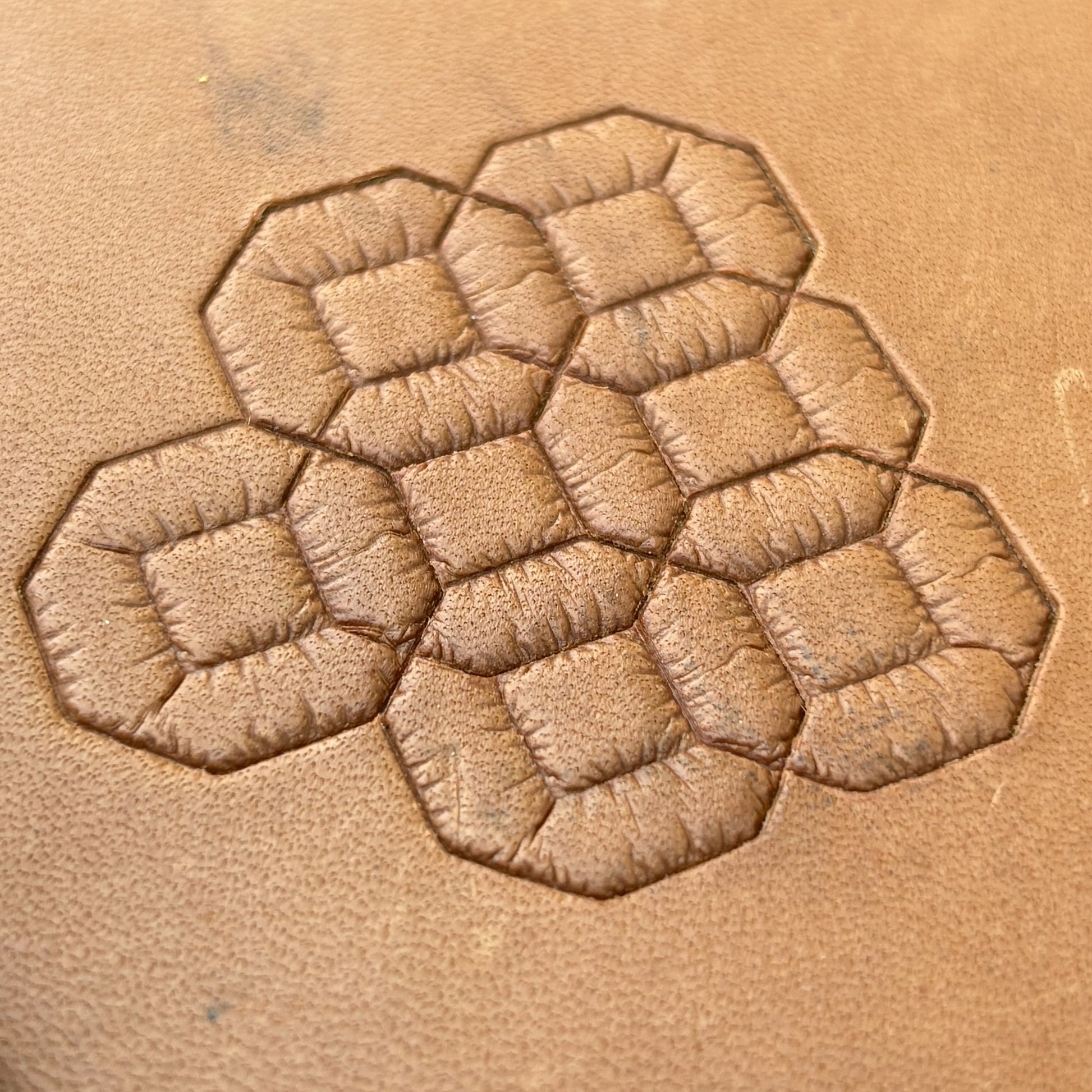 Octagon Cluster Geometric leather stamp LT061 — pattern imprint on veg-tan leather