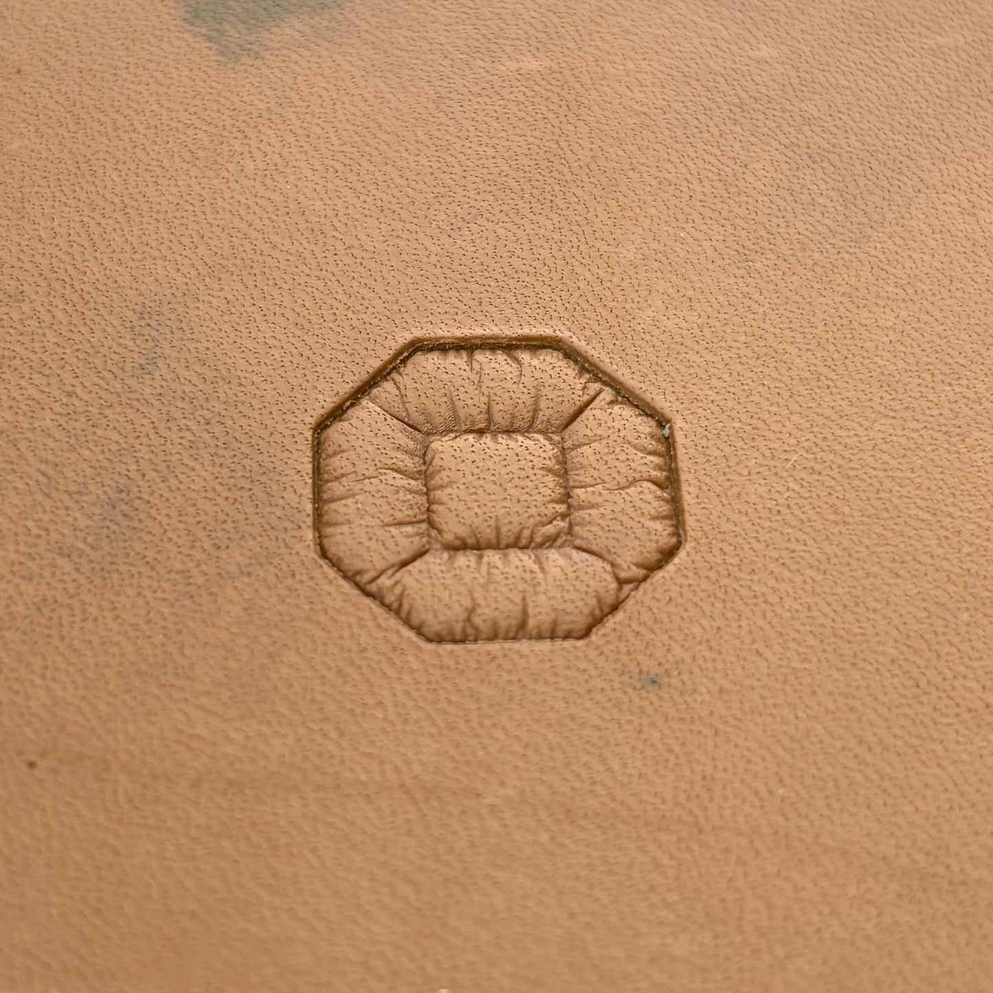Octagon Cluster Geometric leather stamp LT061 — single impression on veg-tan leather