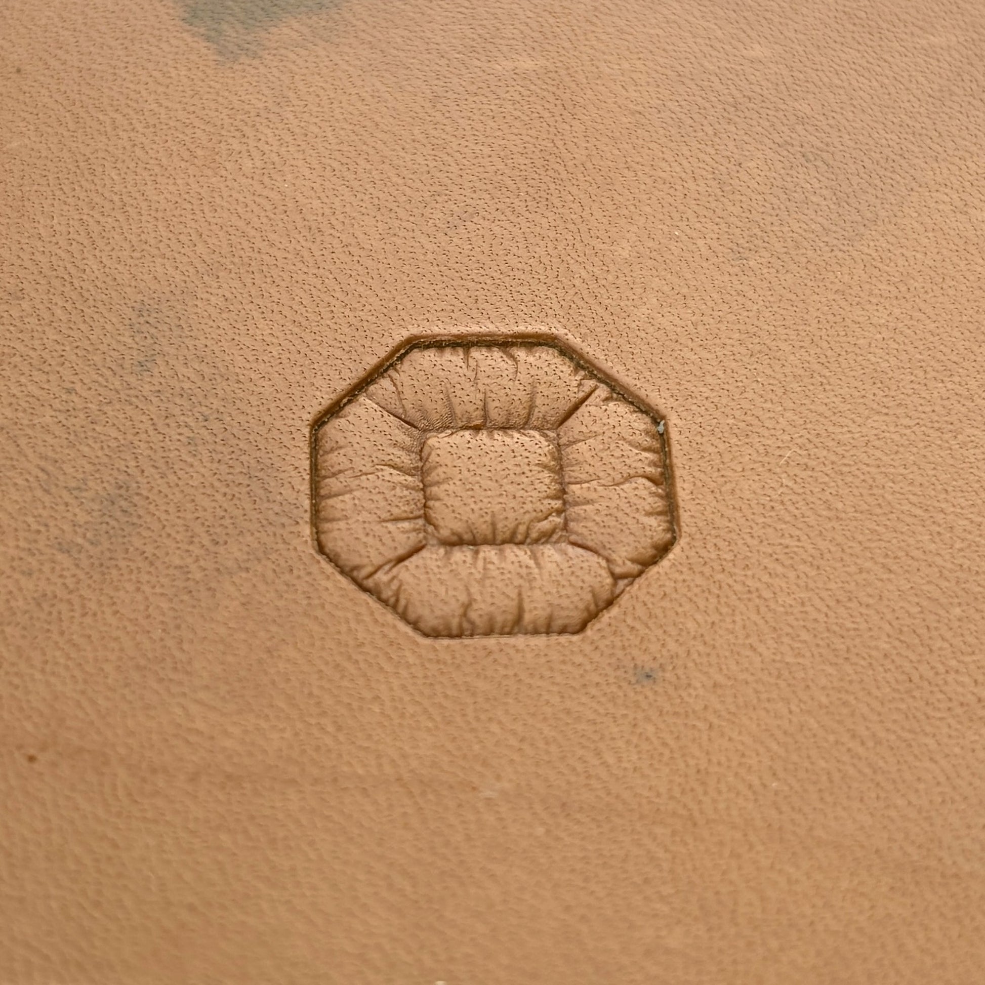 Octagon Cluster Geometric leather stamp LT061 — single impression on veg-tan leather