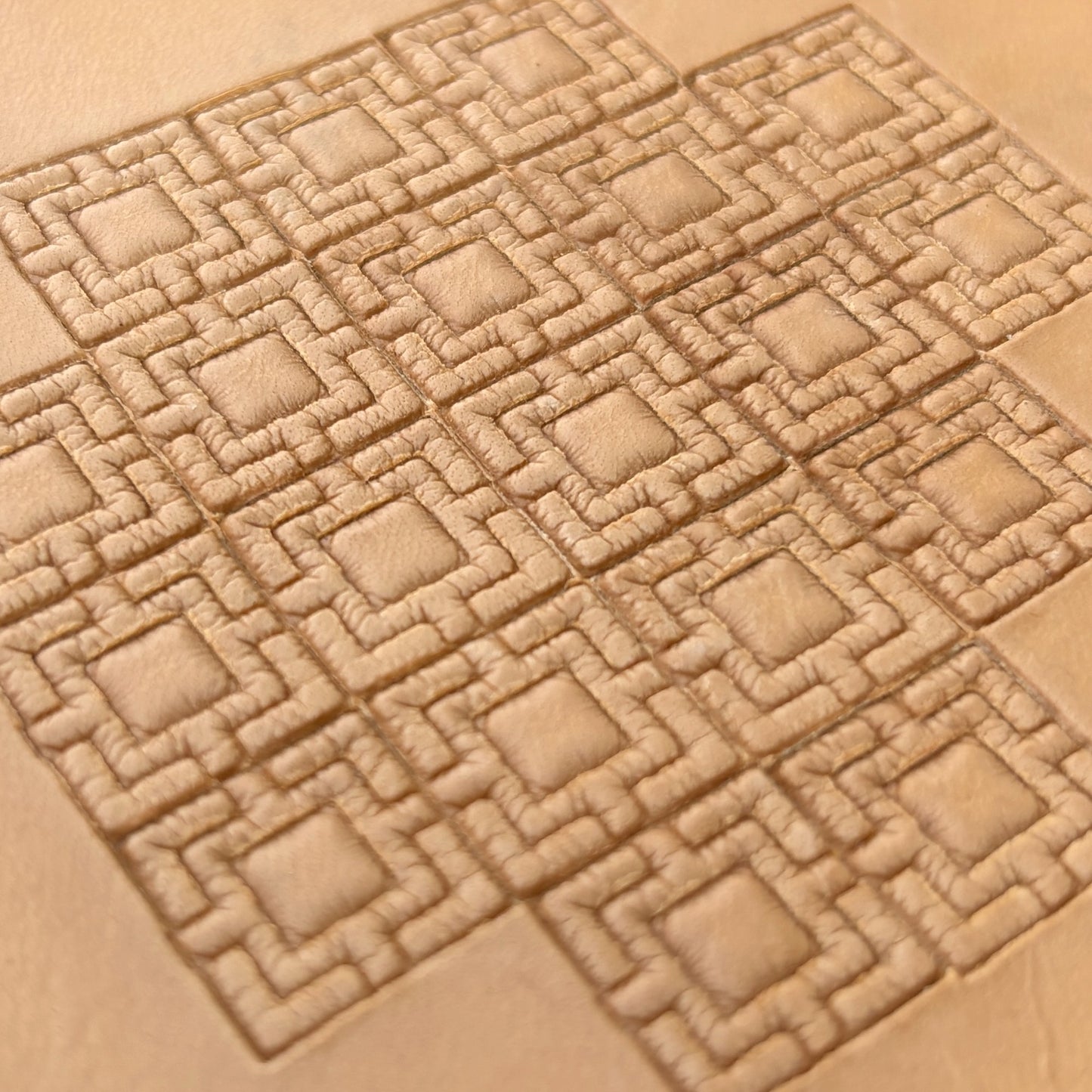 Square Tiles Geometric leather stamp LT063 — pattern imprint on veg-tan leather