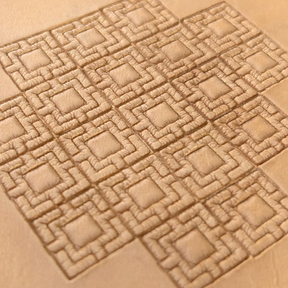 Square Tiles Geometric leather stamp LT063 — pattern imprint on veg-tan leather