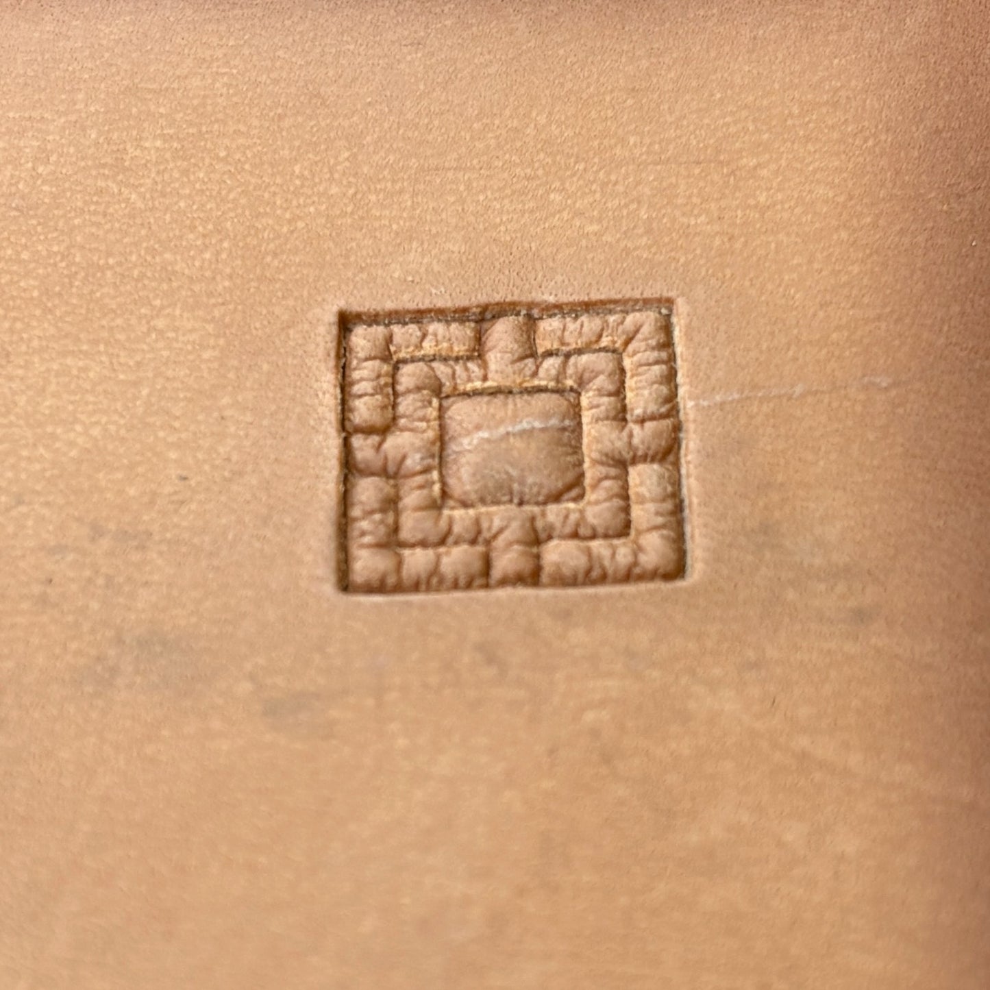 Square Tiles Geometric leather stamp LT063 — single impression on veg-tan leather