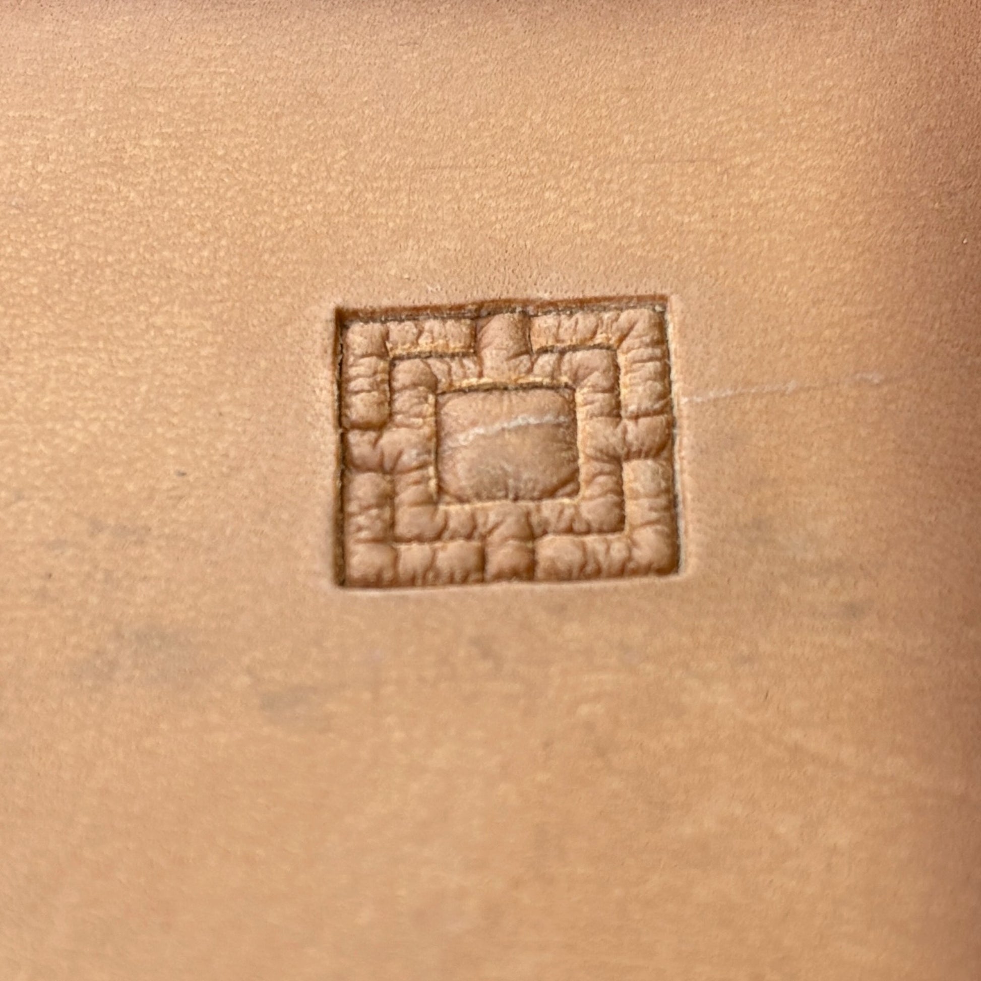 Square Tiles Geometric leather stamp LT063 — single impression on veg-tan leather