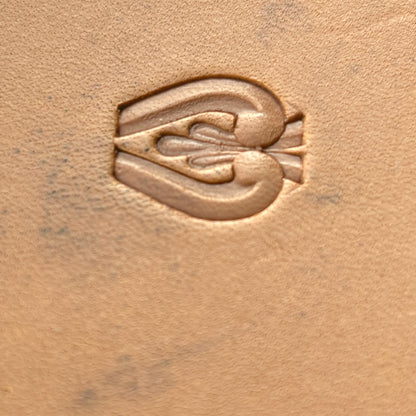 Heart leather stamp LT070 — single impression on veg-tan leather
