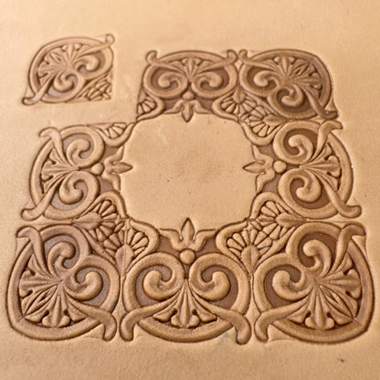 Scrollwork Border leather stamp LT071 — pattern imprint on veg-tan leather