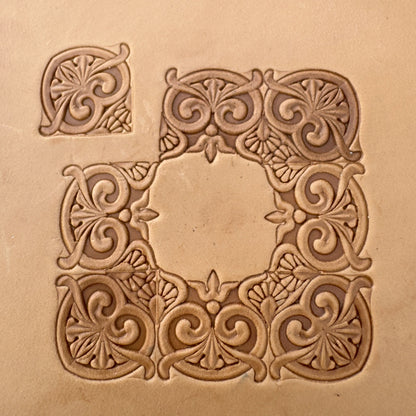 Scrollwork Border leather stamp LT071 — pattern imprint on veg-tan leather
