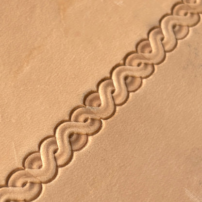 Interlaced Border leather stamp LT072 — pattern imprint on veg-tan leather
