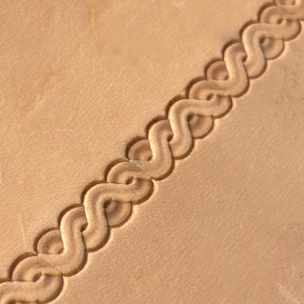 Interlaced Border leather stamp LT072 — pattern imprint on veg-tan leather