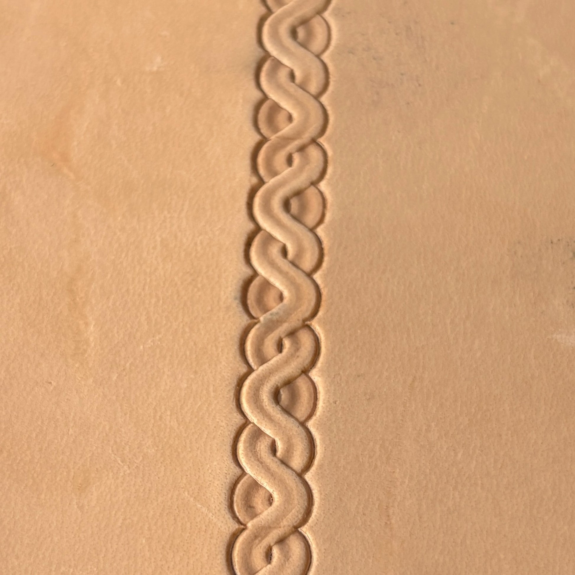 Interlaced Border leather stamp LT072 — pattern imprint on veg-tan leather