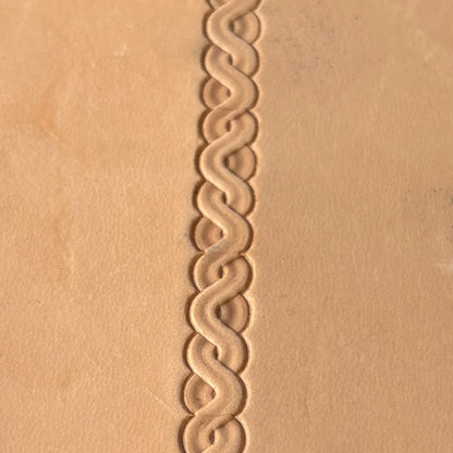Interlaced Border leather stamp LT072 — pattern imprint on veg-tan leather