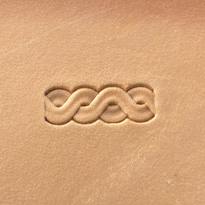 Interlaced Border leather stamp LT072 — single impression on veg-tan leather