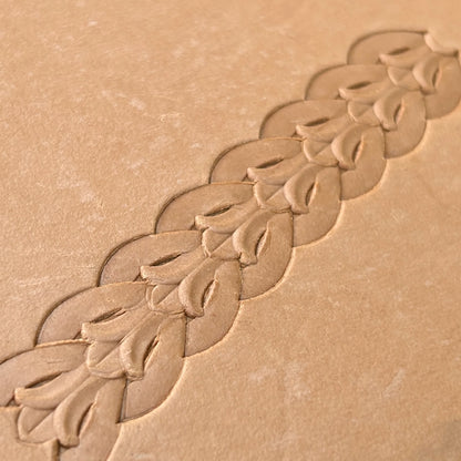 Border Leaf leather stamp LT073 — pattern imprint on veg-tan leather