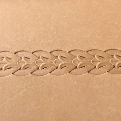 Border Leaf leather stamp LT073 — pattern imprint on veg-tan leather