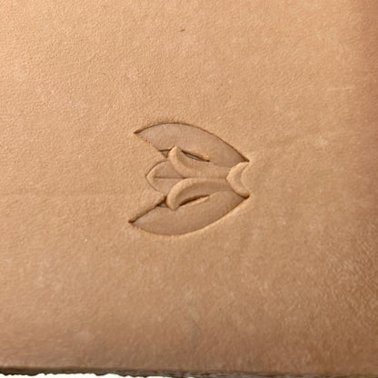 Border Leaf leather stamp LT073 — single impression on veg-tan leather