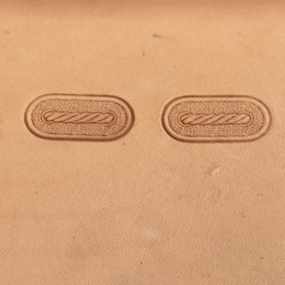 Rope Oval leather stamp LT074 — pattern imprint on veg-tan leather
