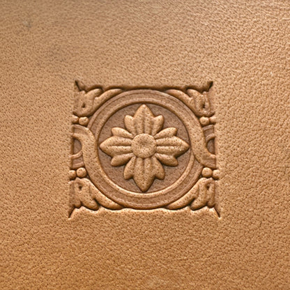 Flower leather stamp LT076 — pattern imprint on veg-tan leather