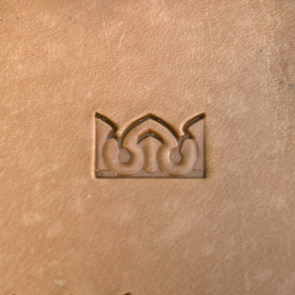 Ornate Border leather stamp LT082 — single impression on veg-tan leather