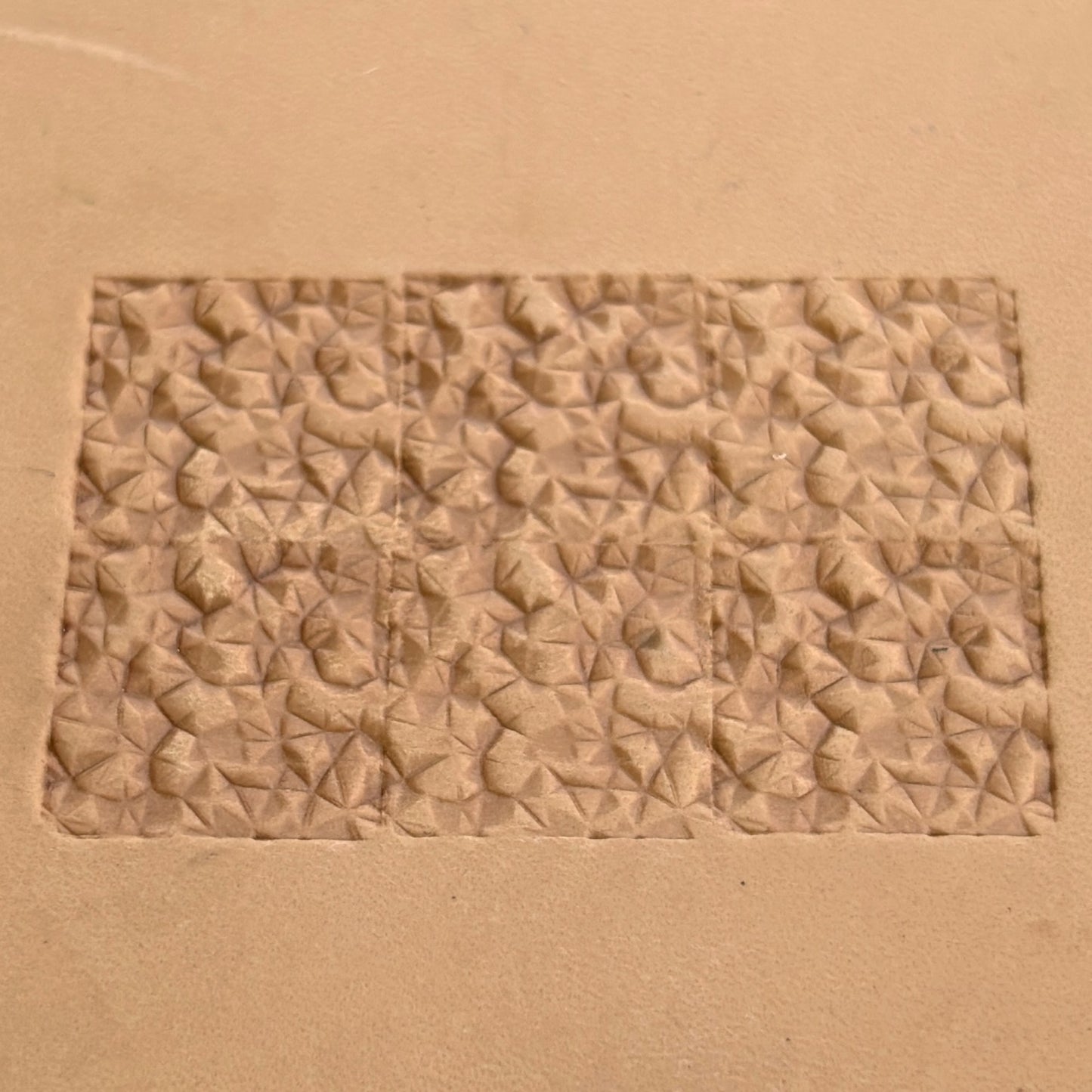 Geometric leather stamp LT085 — pattern imprint on veg-tan leather