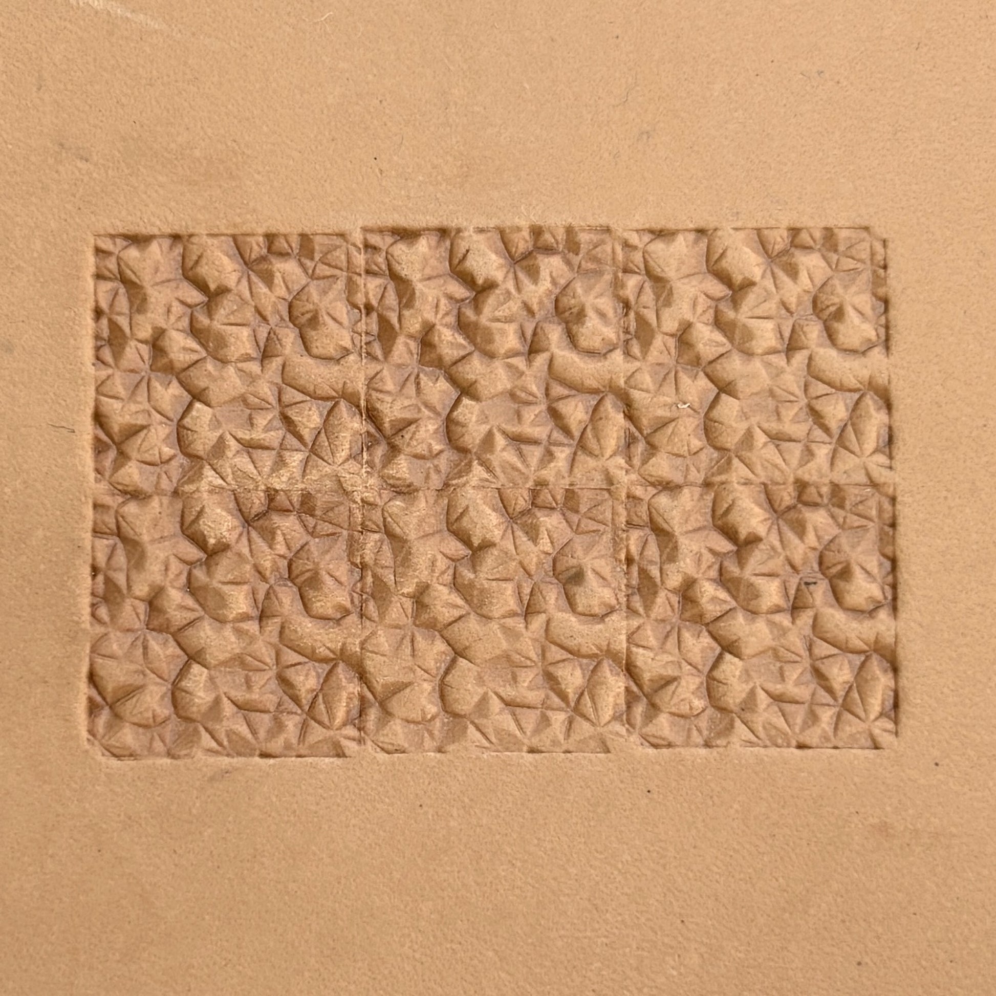 Geometric leather stamp LT085 — single impression on veg-tan leather