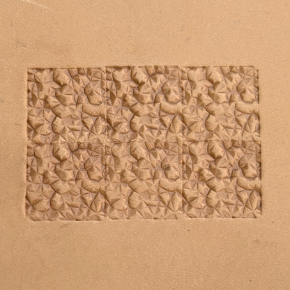 Geometric leather stamp LT085 — single impression on veg-tan leather