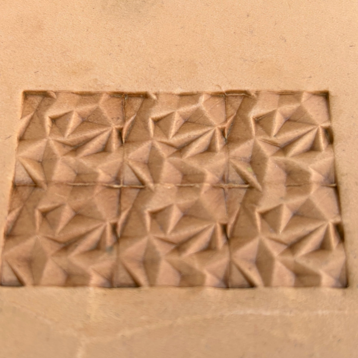 Geometric leather stamp LT089 — pattern imprint on veg-tan leather