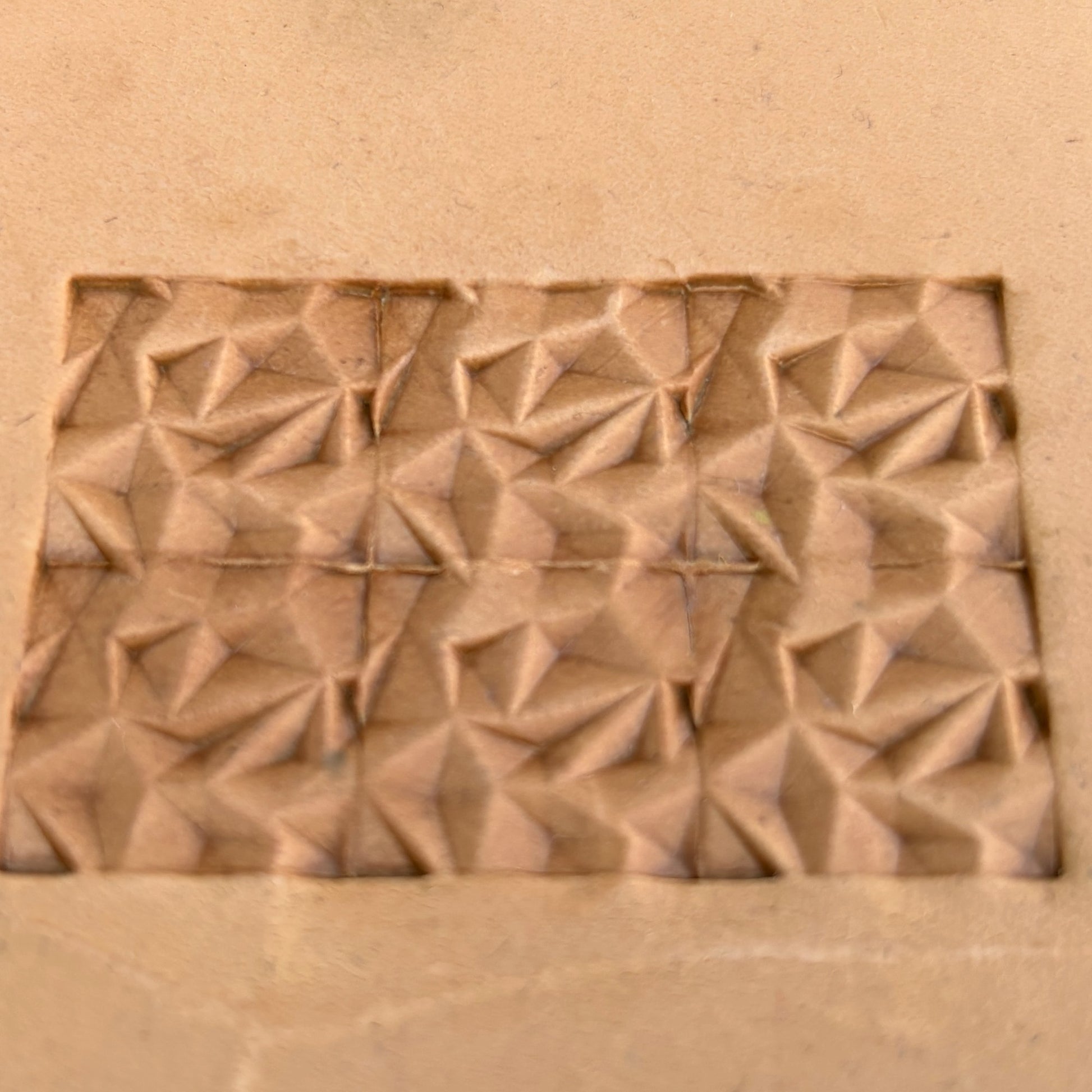 Geometric leather stamp LT089 — pattern imprint on veg-tan leather