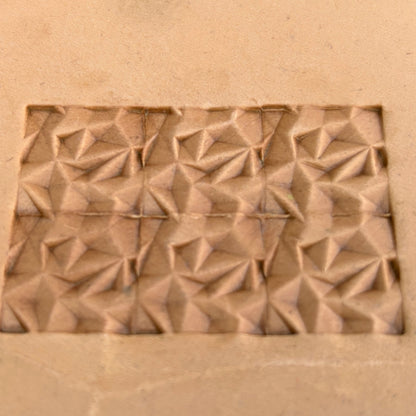 Geometric leather stamp LT089 — pattern imprint on veg-tan leather