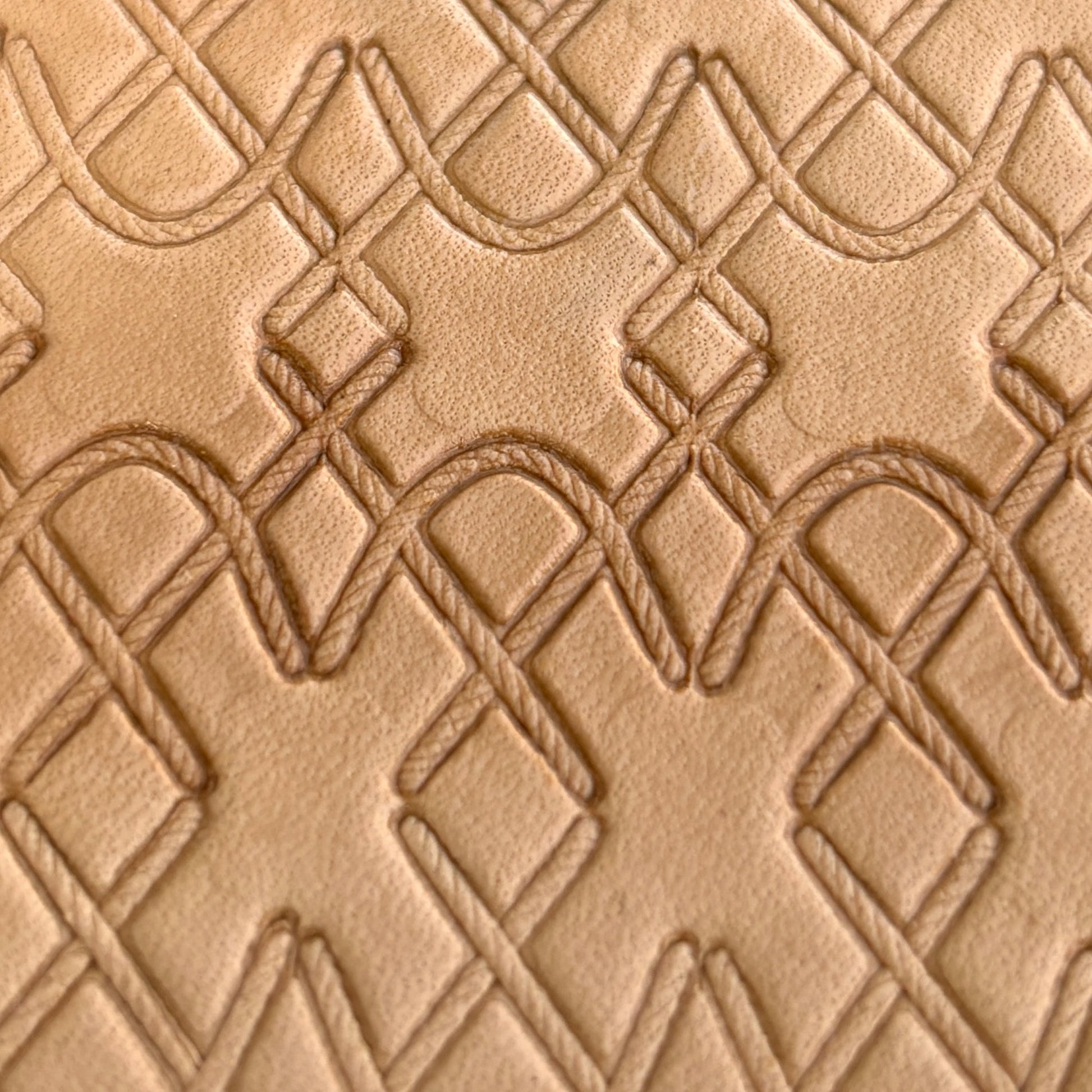 Geometric leather stamp LT091 — pattern imprint on veg-tan leather