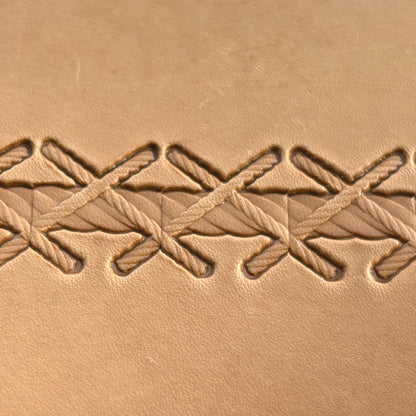 Stitches leather stamp LT092 — pattern imprint on veg-tan leather