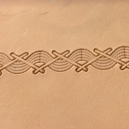 Twisted Line Stitches leather stamp LT093 — pattern imprint on veg-tan leather
