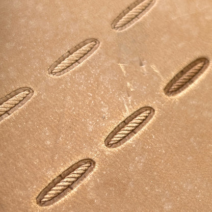 Oval Style Stitches leather stamp LT095 — pattern imprint on veg-tan leather