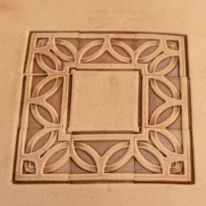 Geometric leather stamp LT100 — pattern imprint on veg-tan leather