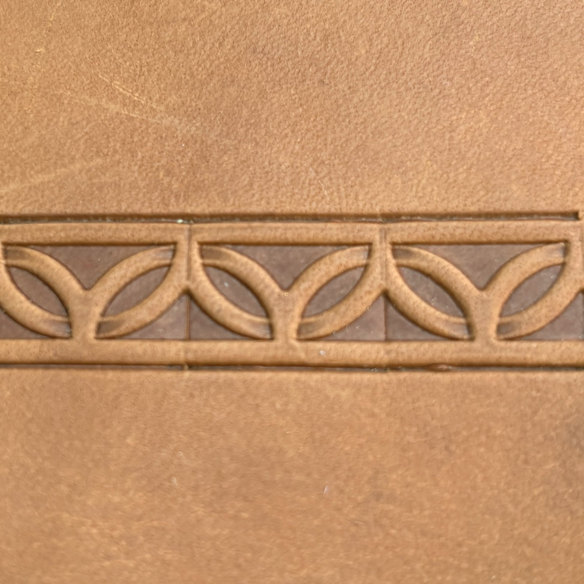 Geometric leather stamp LT100 — pattern imprint on veg-tan leather