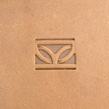 Geometric leather stamp LT100 — single impression on veg-tan leather