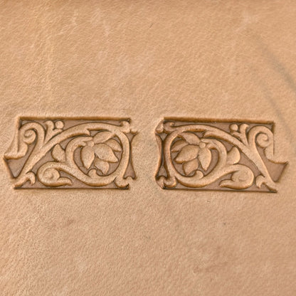 Flower leather stamp LT101 — single impression on veg-tan leather